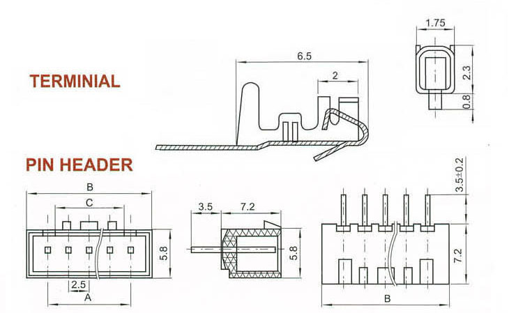 XH2.54-2P 3P 4P-Pin header